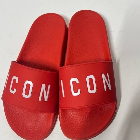 Dsquared2 Logo-Embossed Sliders in Red and White 38 - Picture 13 of 14